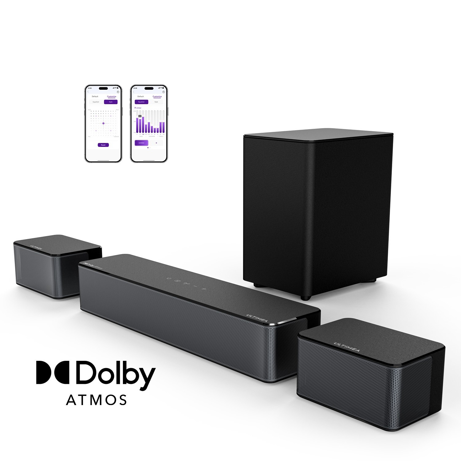 ULTIMEA 5.1 Dolby Atmos Soundbar 450W Wireless Subwoofer Bass Boost Poseidon M4T