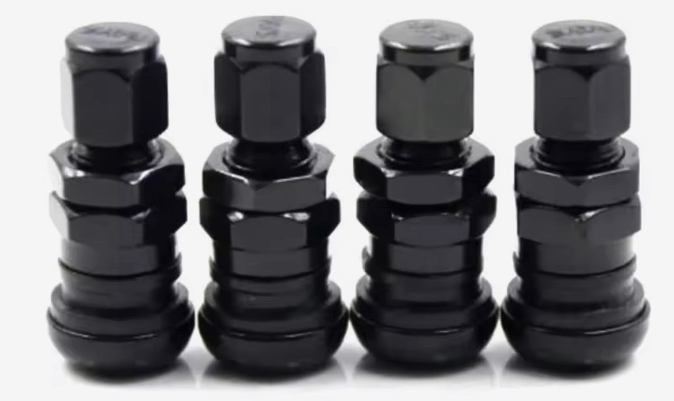 4 RAYS VOLK RACING BLACK FORGED ALUMINUM VALVE STEM CAPS WHEEL RIM UNIVERSAL JDM