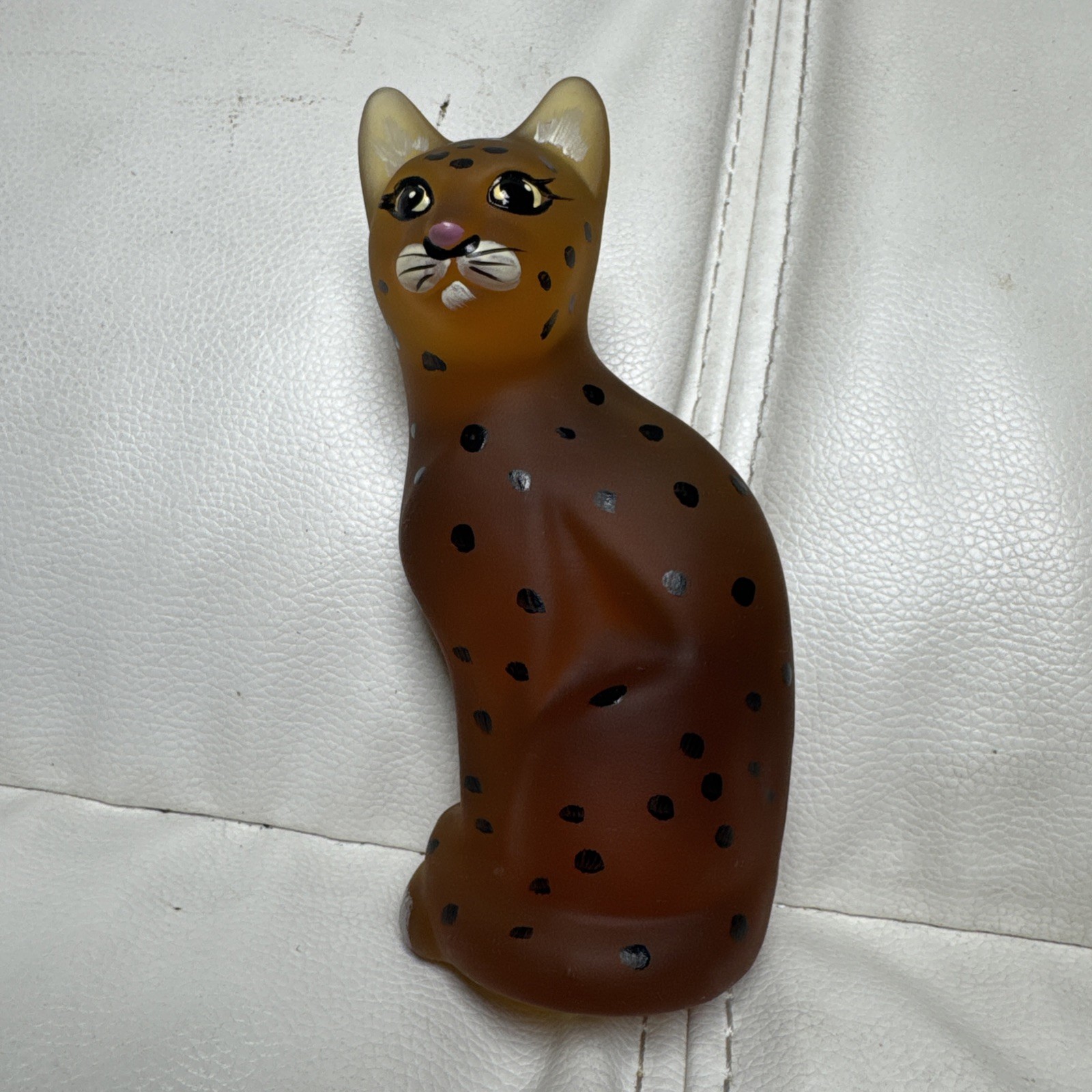 Fenton Autumn Gold Satin Glass Mother Leopard Hand Painted D Wright Fenton Autumn Gold Satin Glass Mother Leopard Hand Painted D Wright