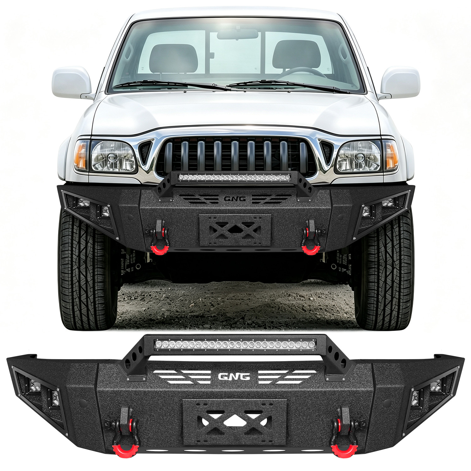 GNG Steel Front Bumper For 1995‑2004 Toyota Tacoma w/Top Mount LED Light Bar