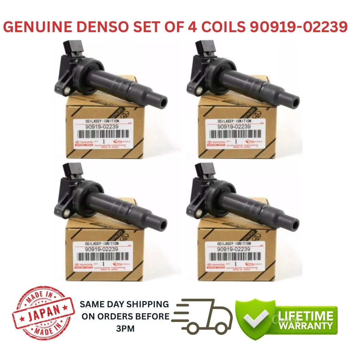 GENUINE DENSO Ignition Coils For 2000-2008 Toyota Pontiac Chevrolet, 90919-02239