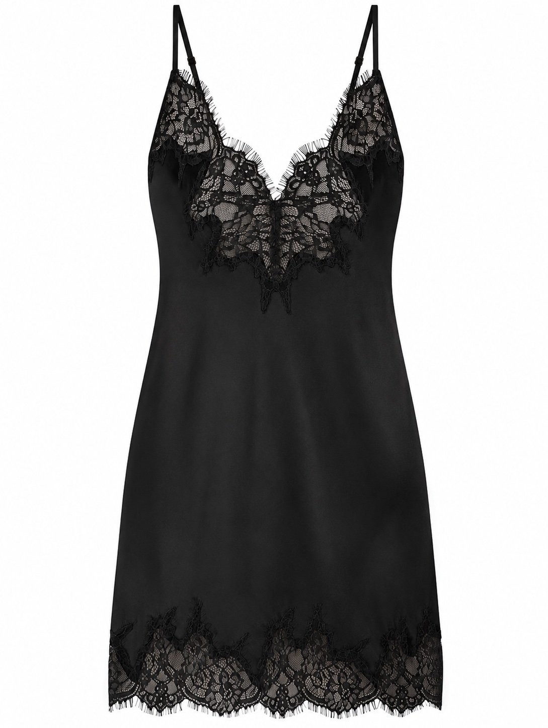 SKIMS Silk Lace Mini Slip Dress Black Onyx LG-SLI-11176W Womens Size XS NWT $198