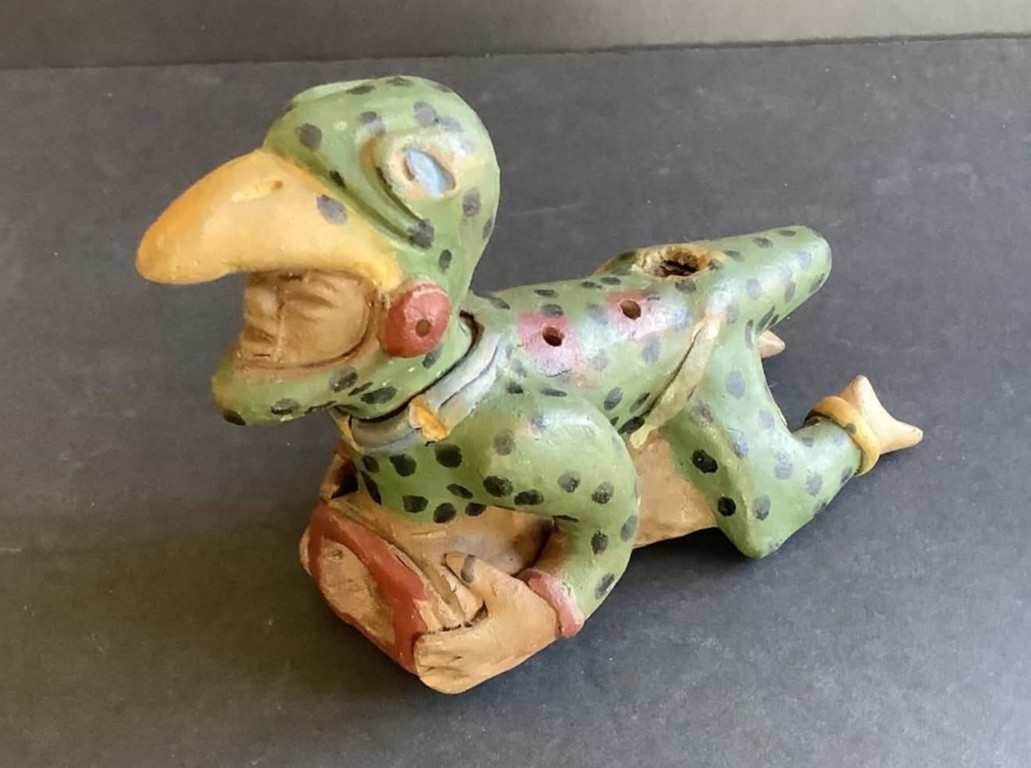 RARE Vintage Mexican Folk Art Clay Ocarina Flute/Whistle Pre-Columbian 6\