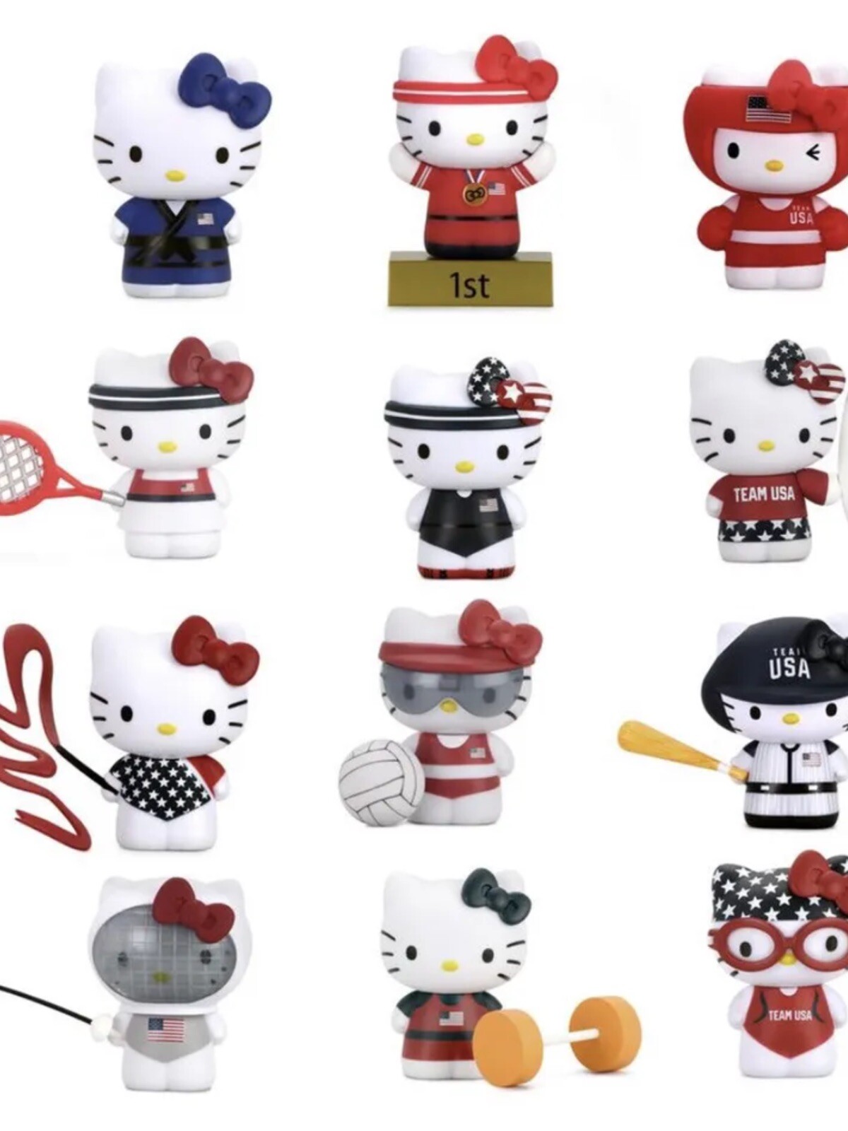Kidrobot Hello Kitty Sanrio Olympics Team USA Mini Series SEALED CASE of 24 Kidrobot Hello Kitty Sanrio Olympics Team USA Mini Series SEALED CASE of 24