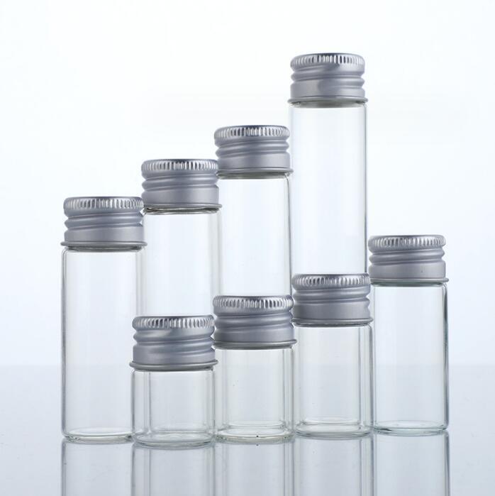 Bulk Buy 5ml - 200ml Empty Clear Glass Bottles Storage With Aluminum Silver Caps