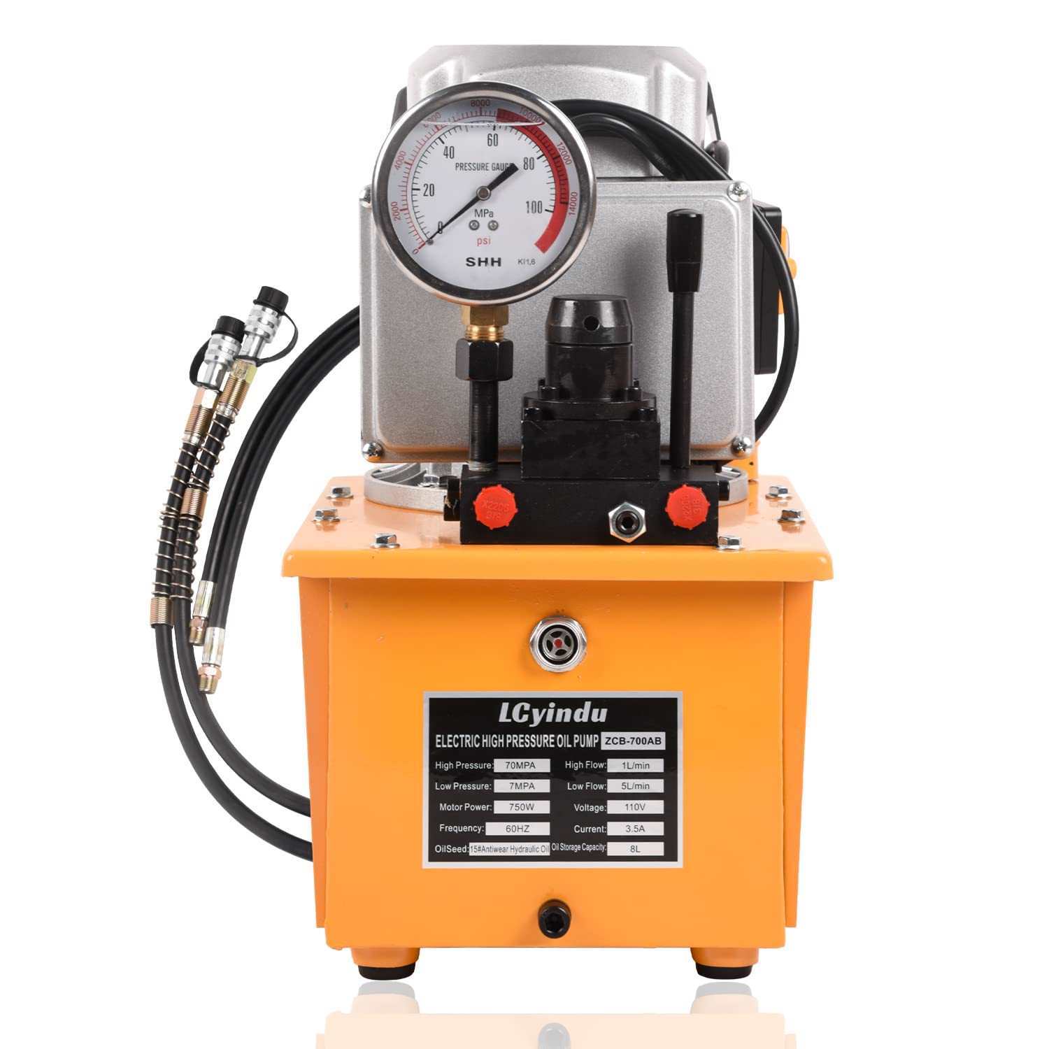 Hydraulic Electric Portable Pump 8.4Quart 750W 110V Double Acting Manual Valve