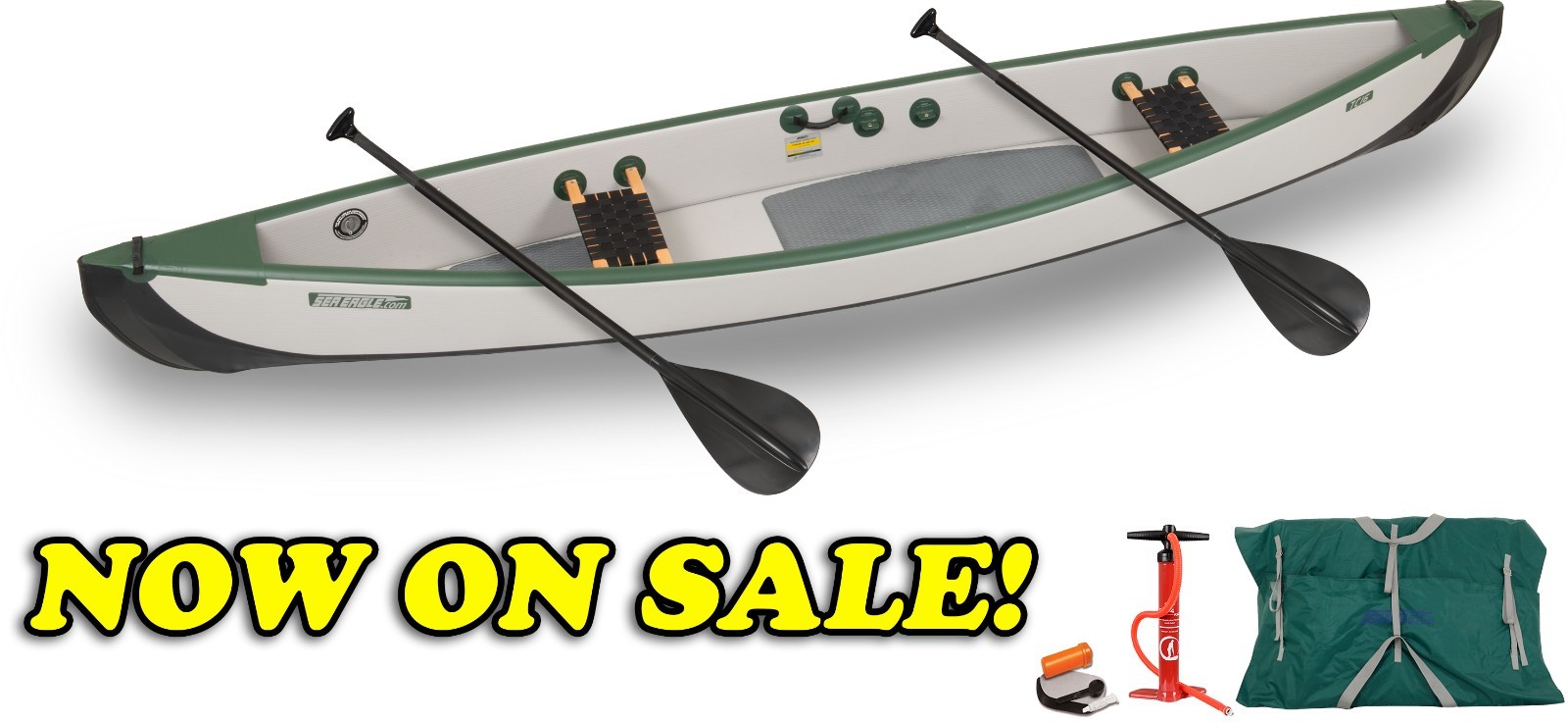 Sea Eagle Inflatable Travel Canoe 16ft 2-Person Package - FREE S&H, 3 Yr Warrant