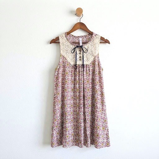 Xhilaration Boho Lace Yoke Paisley Babydoll Dress Indie Fairy Grunge XL