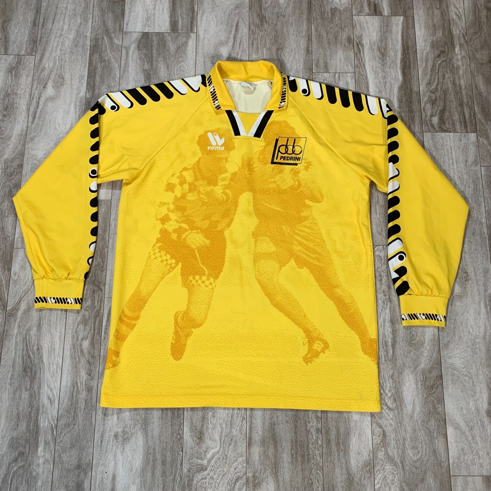 Vintage Virma Soccer Jersey Mens Extra Large Yellow Goal Keeper Pedrini #11 Vintage Virma Soccer Jersey Mens Extra Large Yellow Goal Keeper Pedrini #11