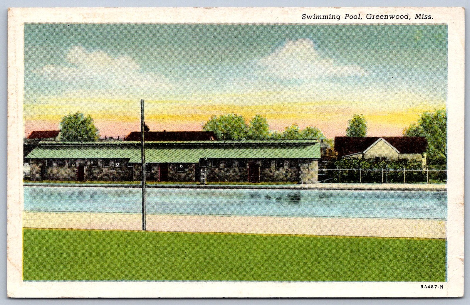 K34/ Greenwood Mississippi Postcard c1940s Swimming Pool 289