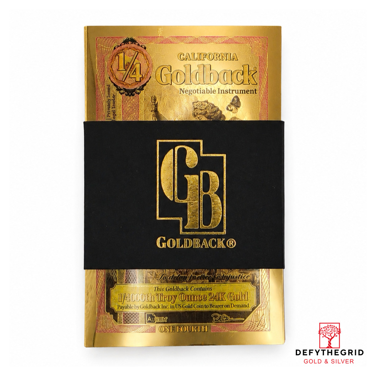 1/4 California Goldback Gold Aurum Note (100 pack, Alpha, BRAND NEW)