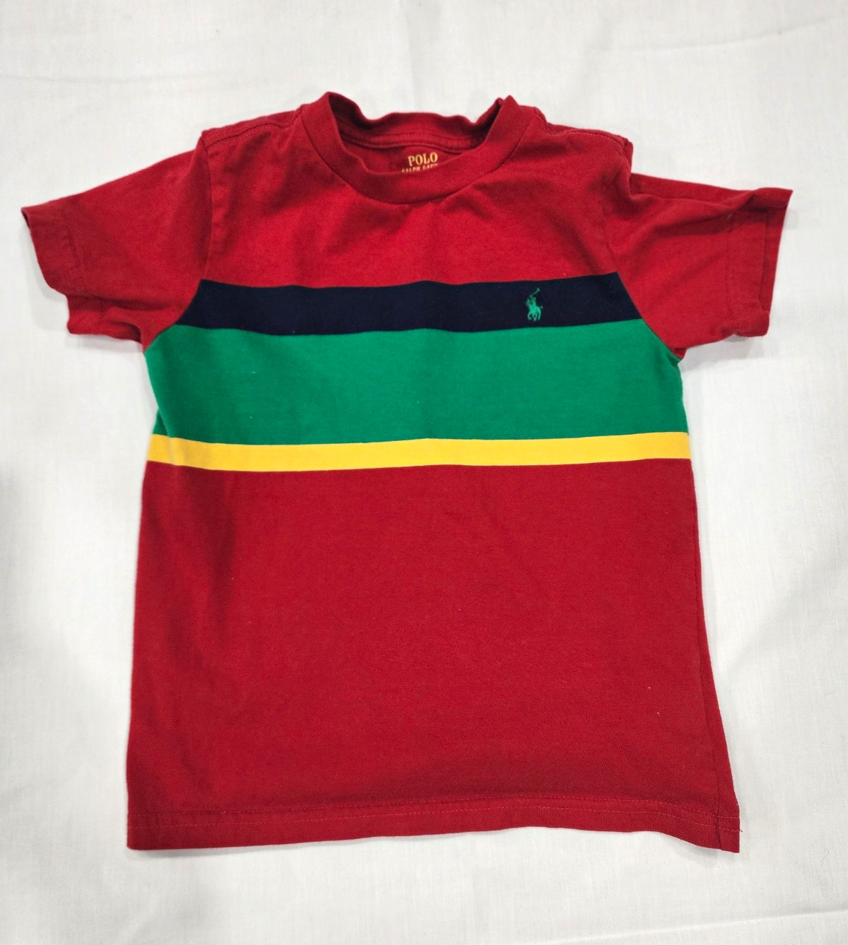Polo Ralph Lauren Custom Fit Classic M Red Striped Crew Tee Cotton Logo Polo Ralph Lauren Custom Fit Classic M Red Striped Crew Tee Cotton Logo
