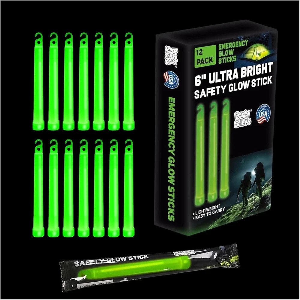 12/25 Pack  Green Glow Sticks 12 Hour Military Grade Emergency Chem Lights