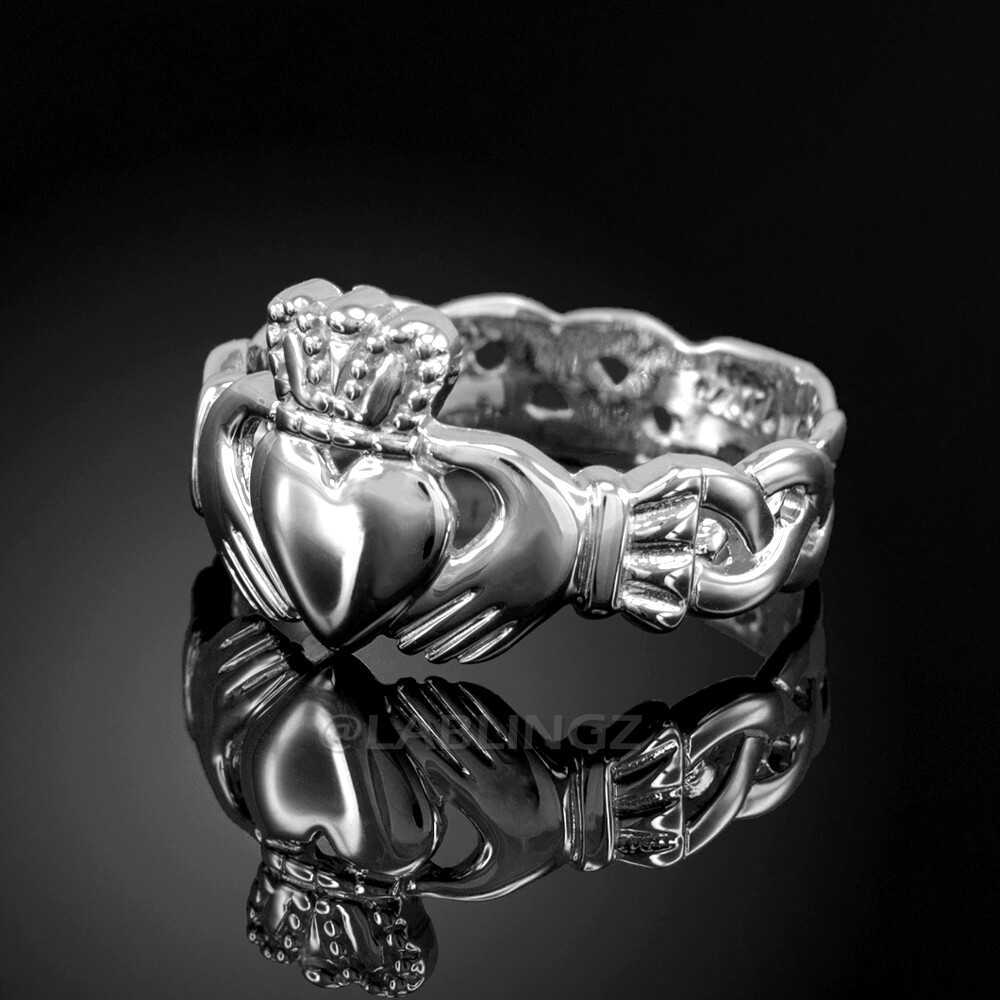 Sterling Silver Ladies Claddagh Trinity Celtic Band Ring