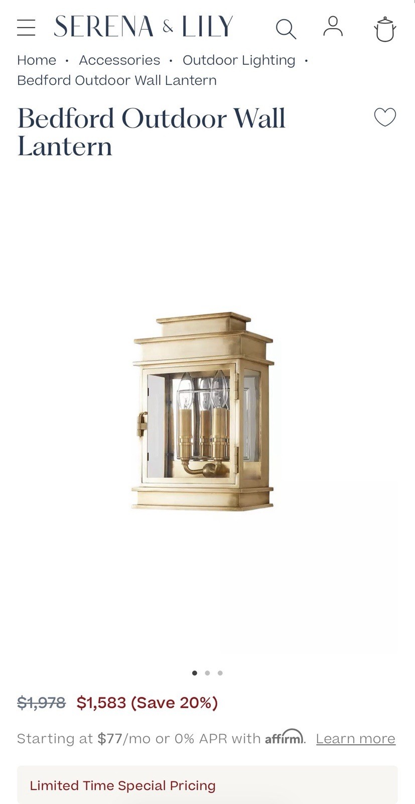 Visual Comfort Linear Lantern “Bedford Wall Lantern” Visual Comfort Linear Lantern “Bedford Wall Lantern”