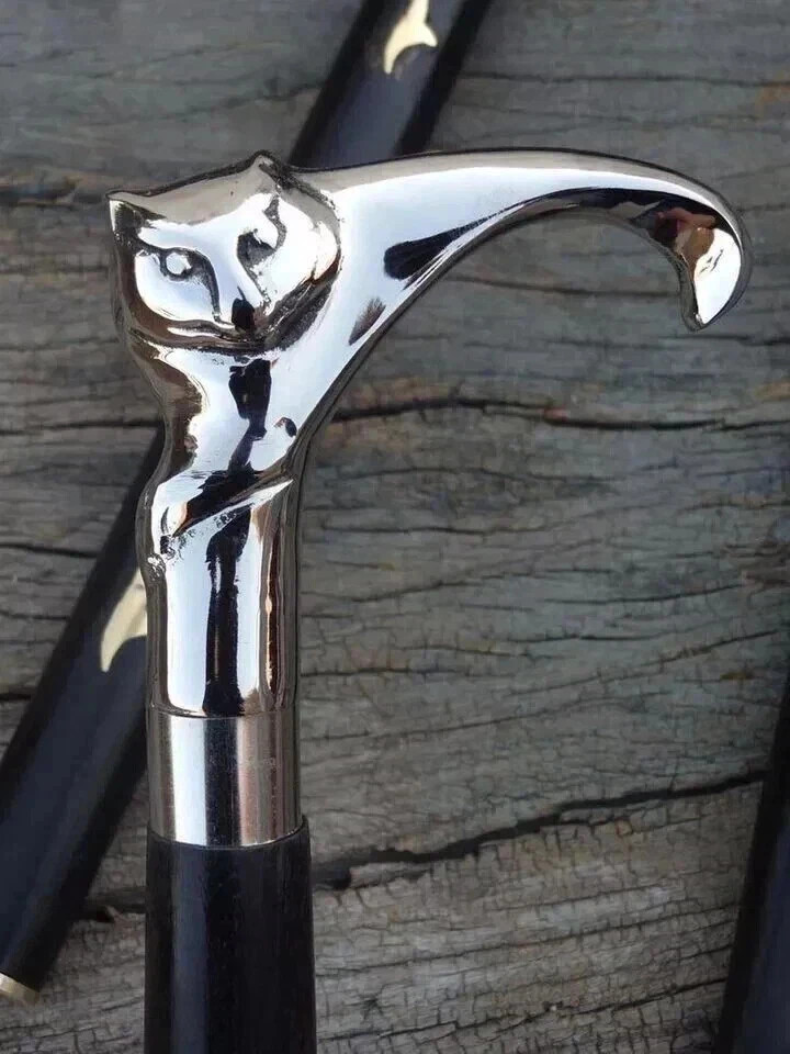 Handle Walking Stick Victorian Brass Cane Wooden Vintage Style Antique Head gift