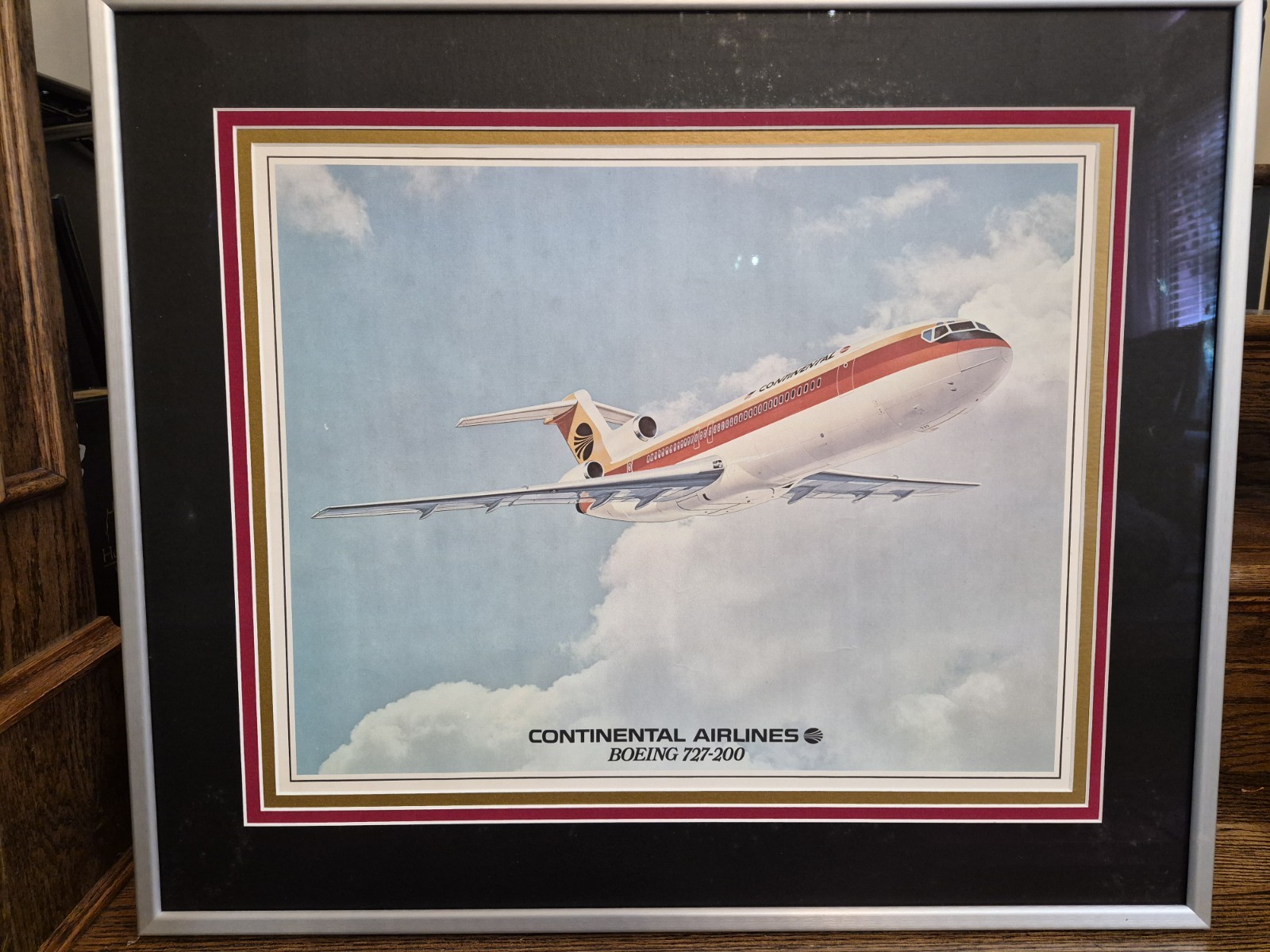 Very Rare Continental Airlines Boeing 727-200 framed art print Very Rare Continental Airlines Boeing 727-200 framed art print