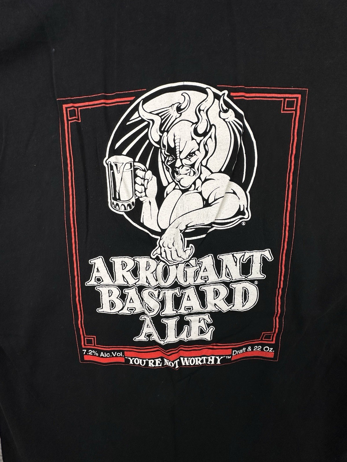VTG Stone Brewing Co. Arrogant Bastard Ale You\'re Not Worthy T Shirt Large Black VTG Stone Brewing Co. Arrogant Bastard Ale You\'re Not Worthy T Shirt Large Black