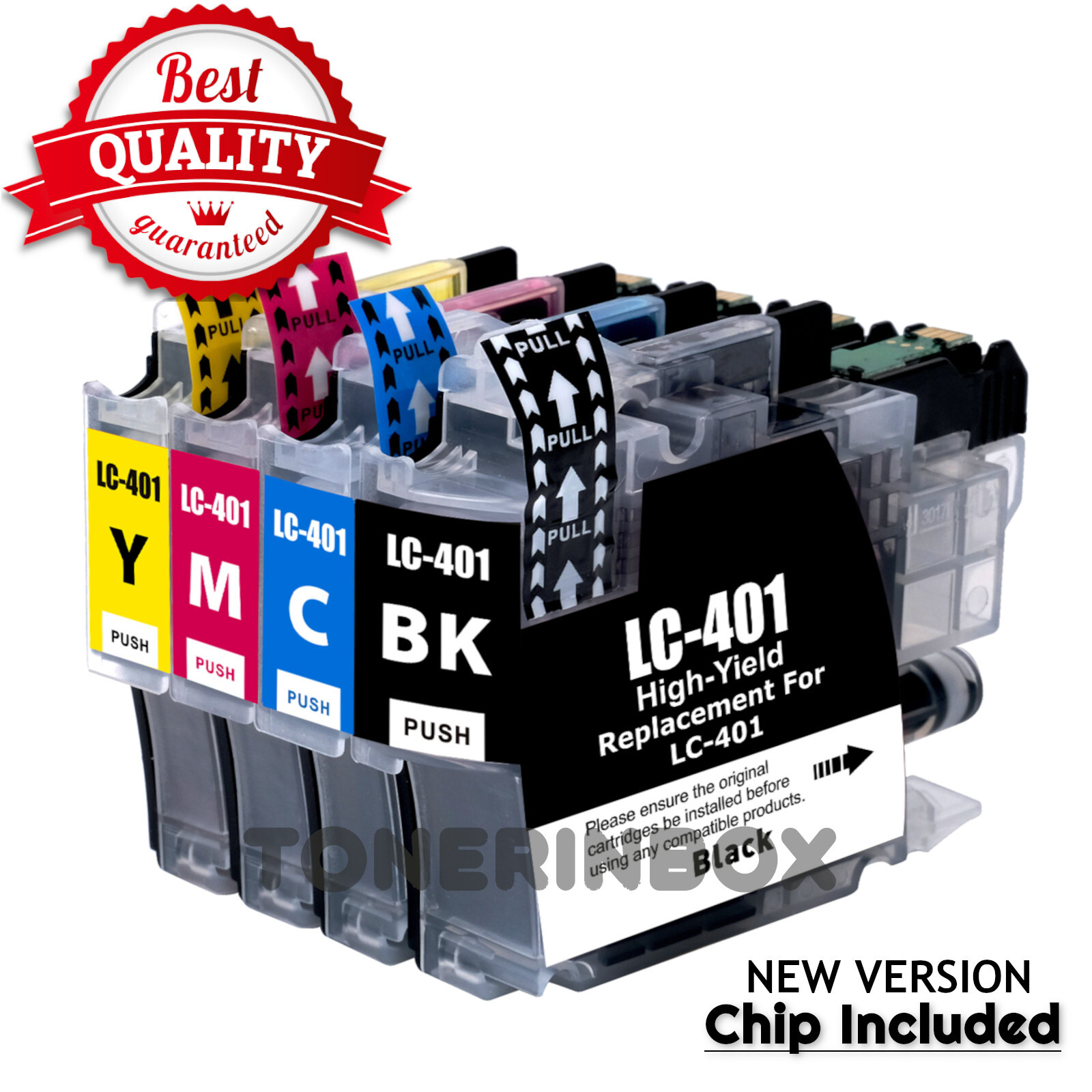 4pk LC401 Ink Cartridges For Bro  LC-401 MFC-J1010DW MFC-J1012DW MFC-J1170DW