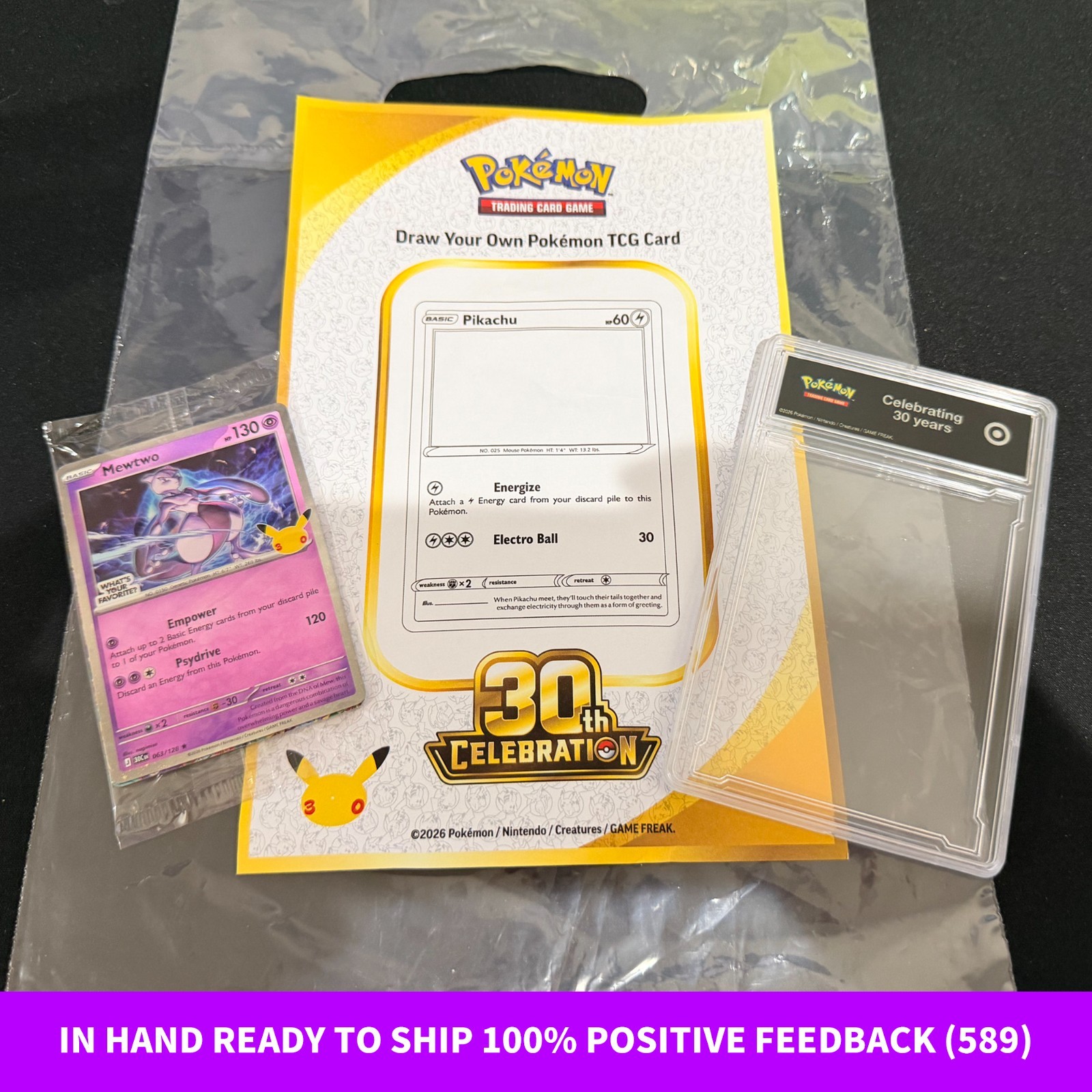 Target Mewtwo Pokemon Promo Family 30th Anni SEALED Draw Your Own Card/Case 