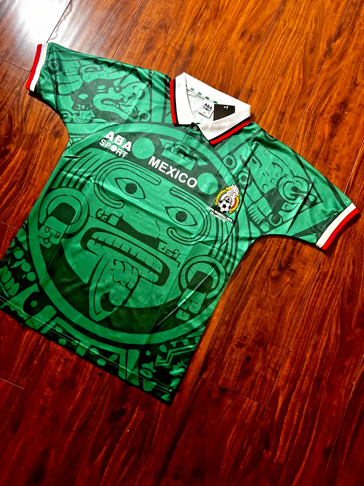 Mexico 1998 World Cup ABA Sport Green Aztec Retro Soccer Jersey Small Mexico 1998 World Cup ABA Sport Green Aztec Retro Soccer Jersey Small
