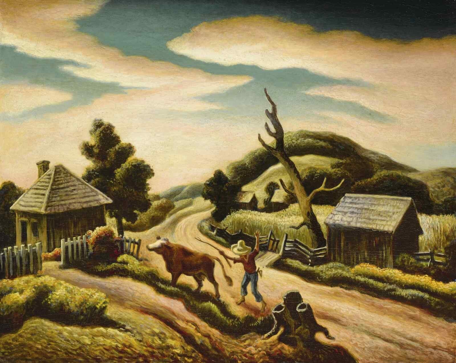 Thomas Hart Benton Across the Curve of the Road c1938 American Regionalism