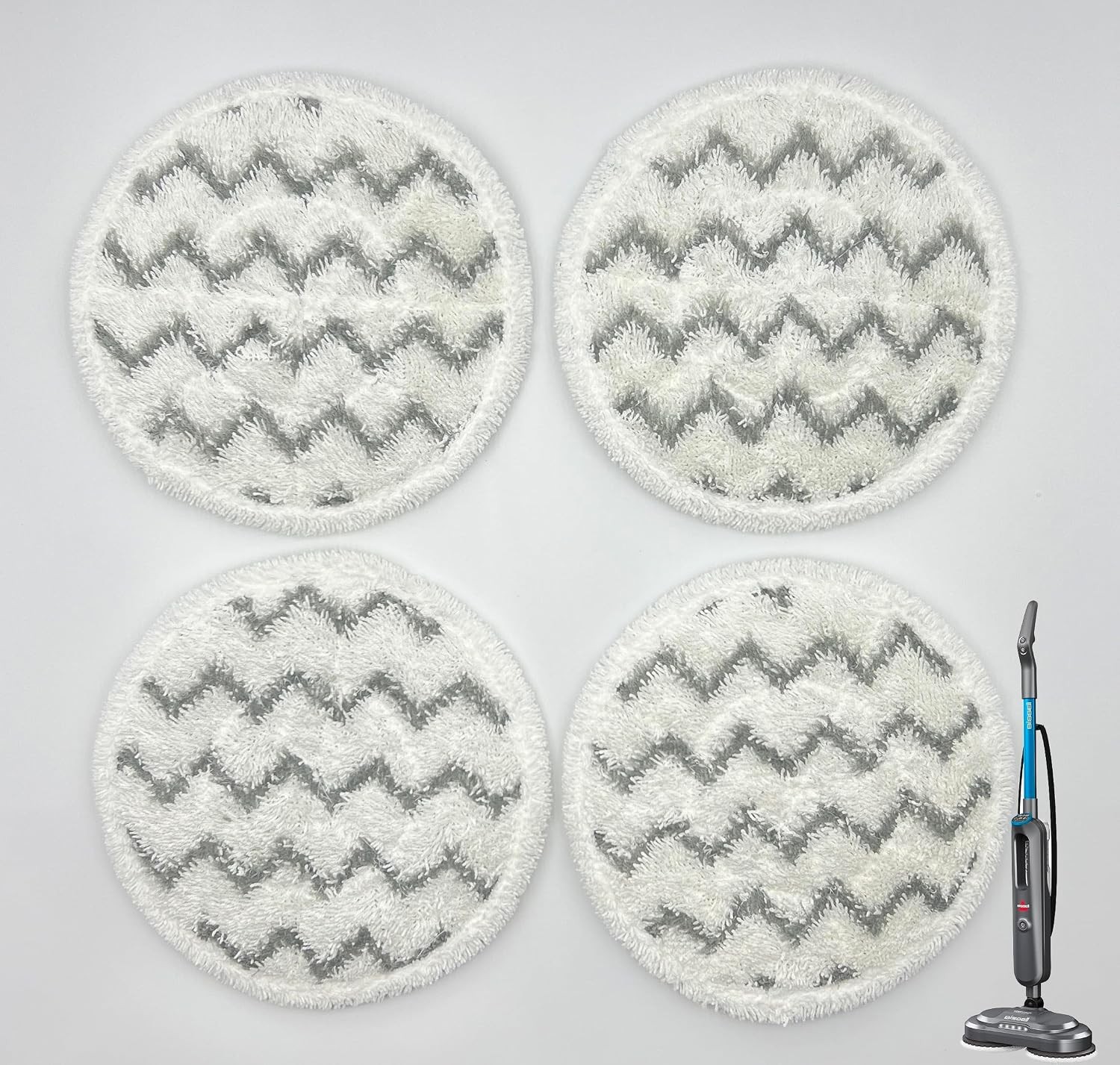 3712W, 3712C, 4 Pack Rotating Mop Pads for Bissell SpinWave SmartSteam Scrubbing