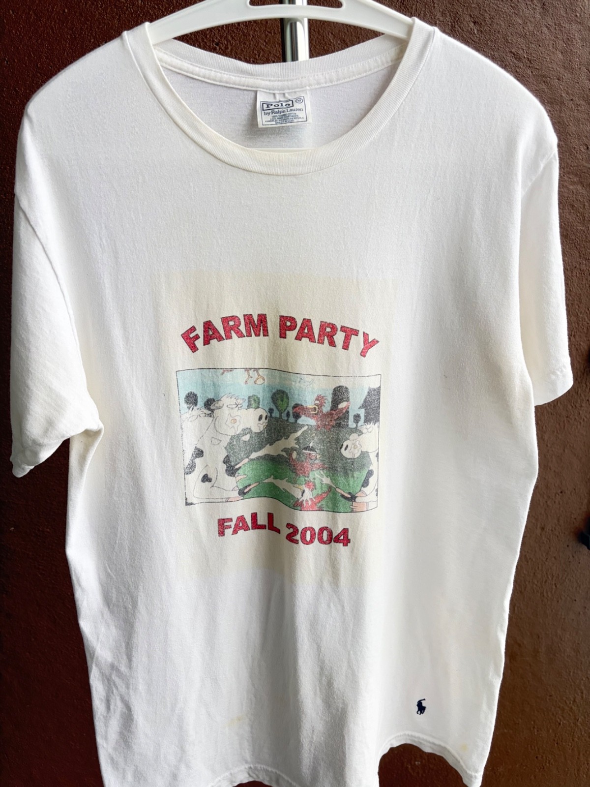 Vintage Polo Ralph Lauren Graphic T-Shirt Farm Party Fall 2004 White Size M⁠
