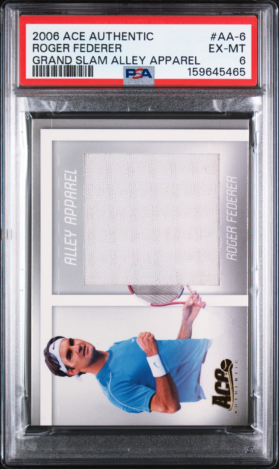 2006 Ace Authentic Grand Slam #AA-6 Roger Federer Grand Slam Alley Apparel PSA 6