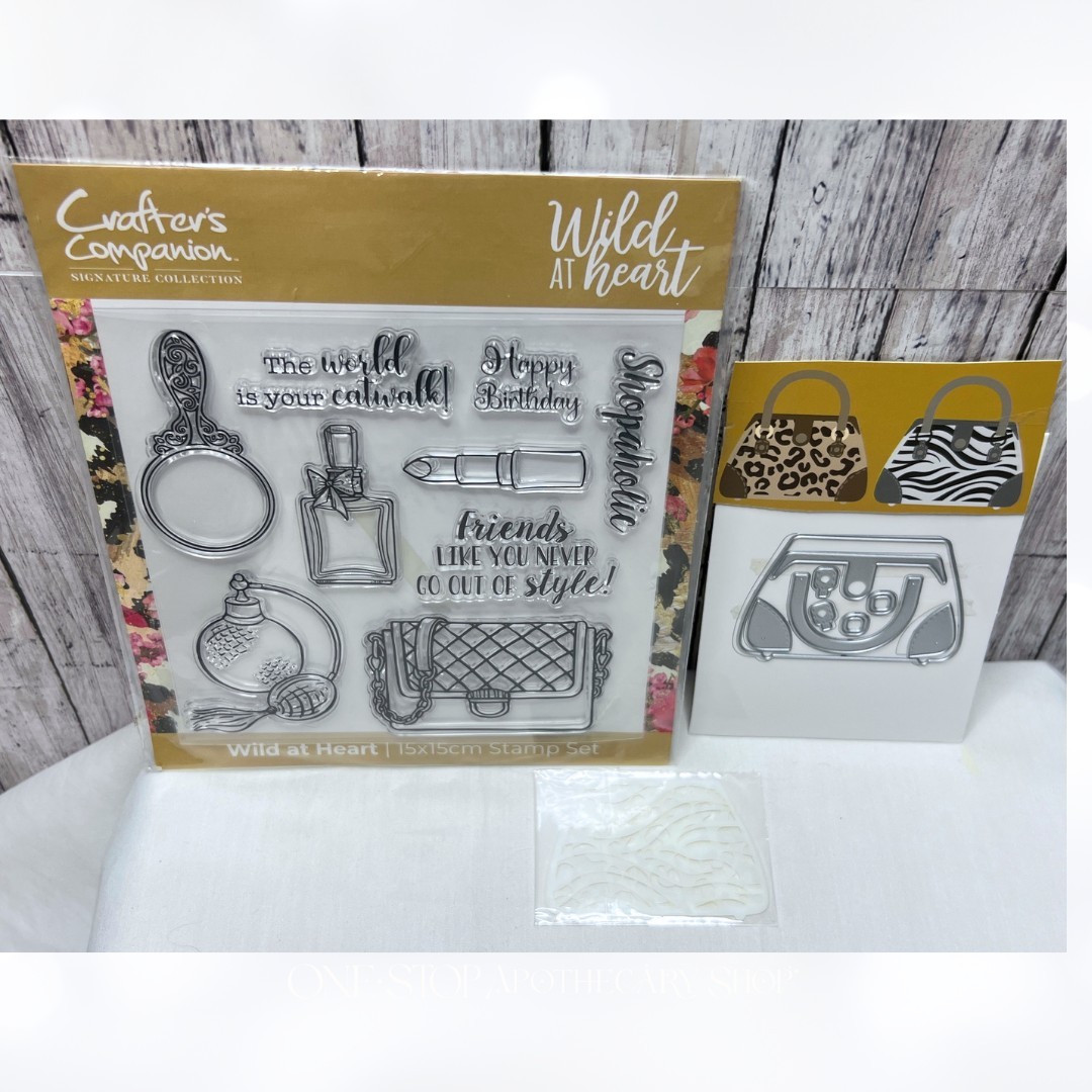 Crafter\'s Companion WILD AT HEART Purse Handbag Makeup Rubber Stamps Dies