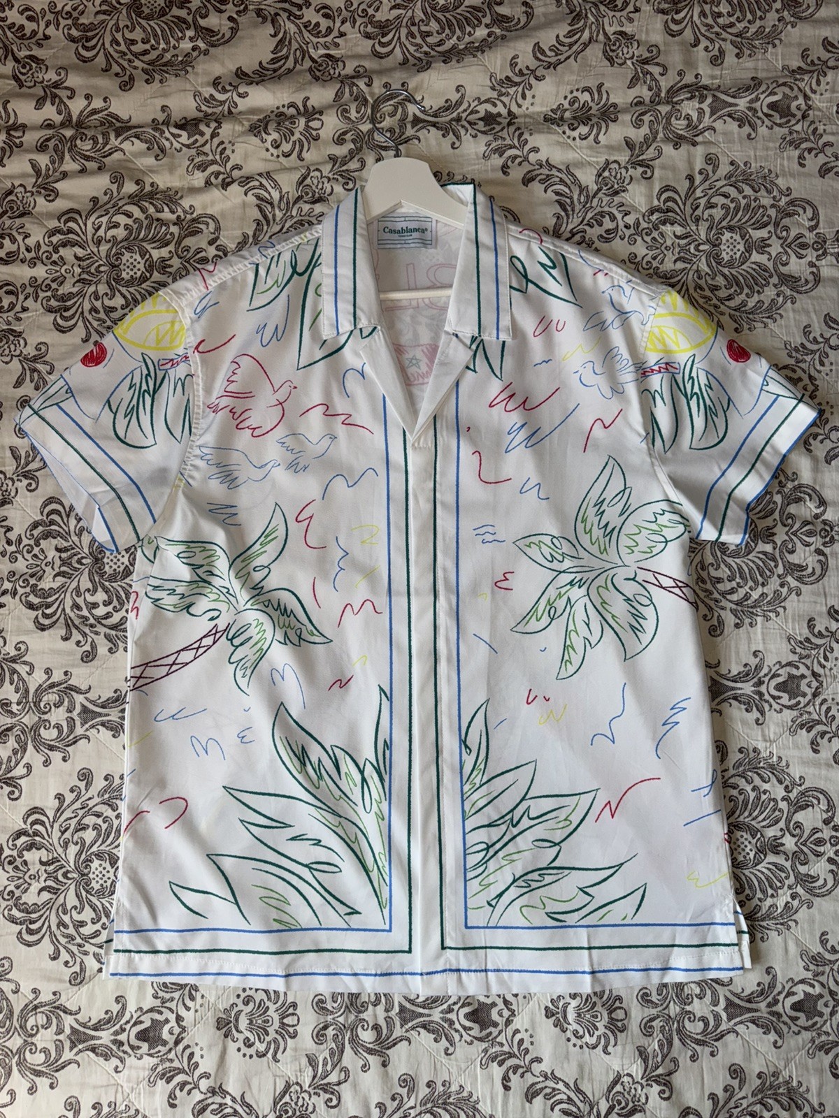 Casablanca Paris Printed Silk Short Sleeve Shirt Hawaiian Graphic Mens