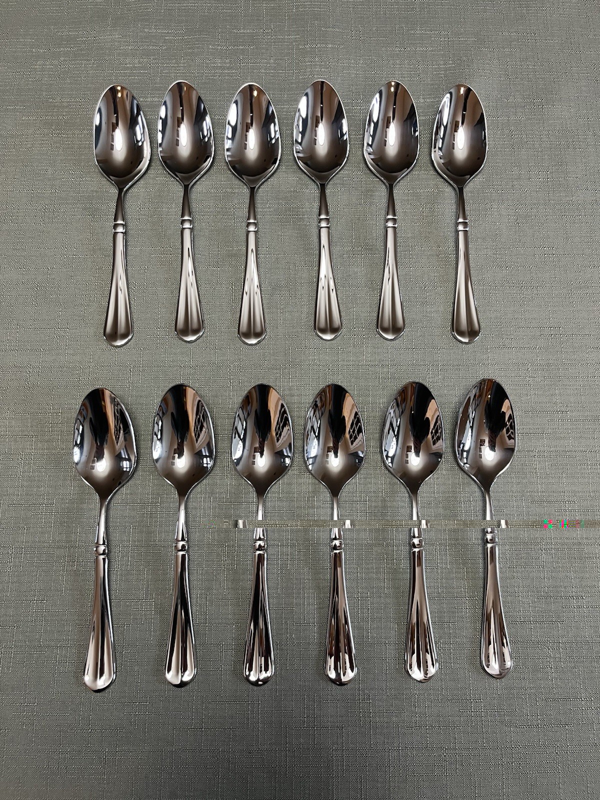 12-Mikasa FRENCH COUNTRYSIDE TEASPOONS Glossy Stainless Steel NEW