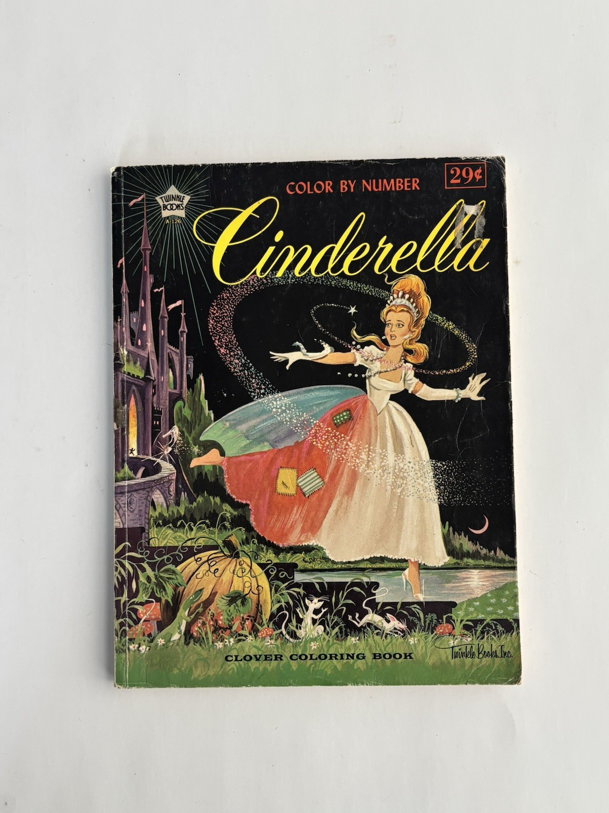 VTG 1962 Cinderella Color By Number Coloring Book - Twinkle Books - Used