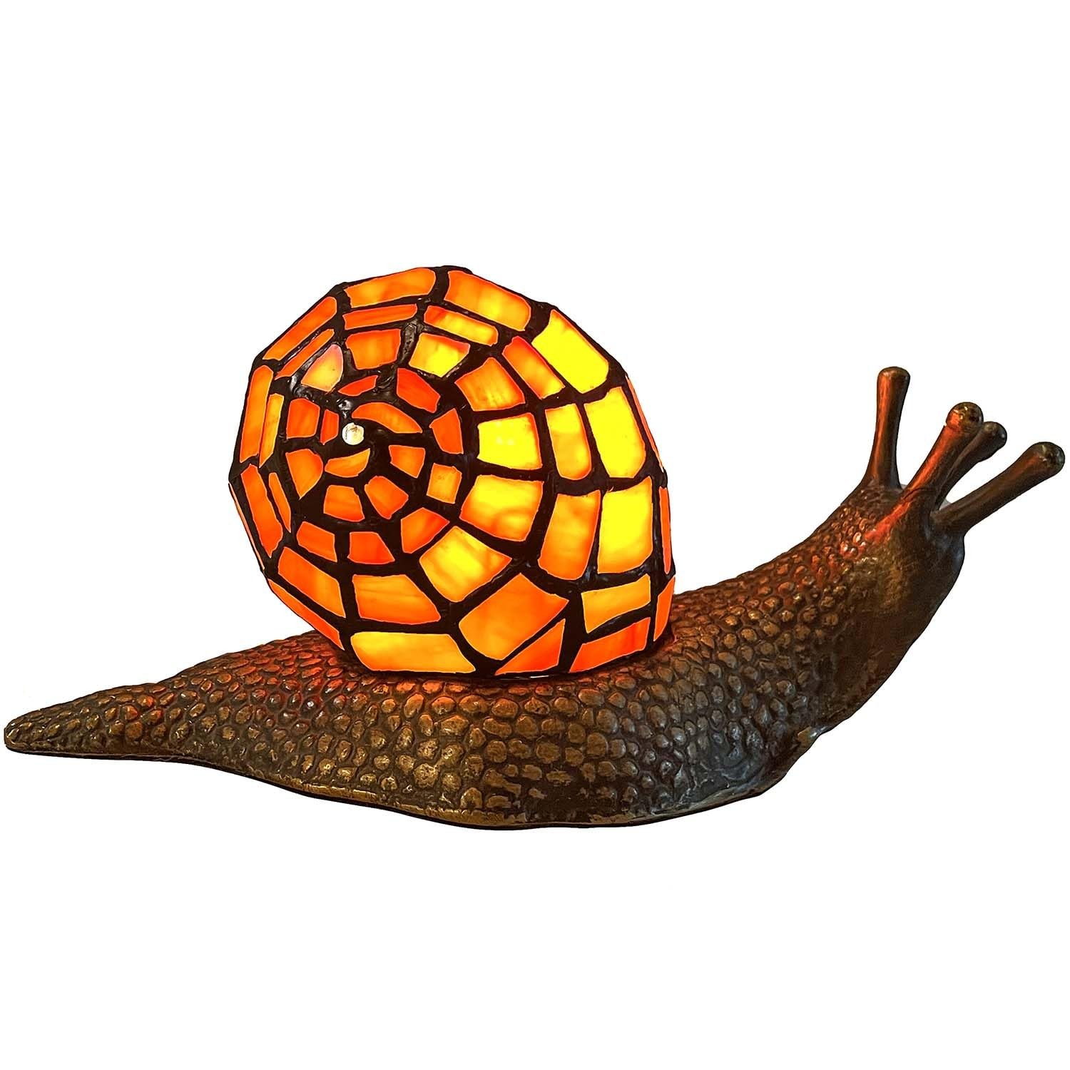 Bieye L10963 Land Snail Tiffany Style Table Lamp ,Orange, 10\