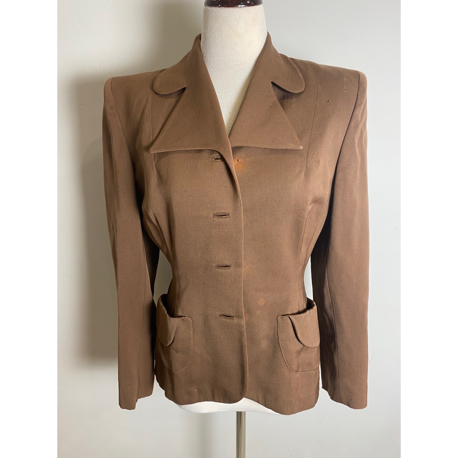 Vintage 40s Powells Gabardine Brown Wool Blazer Film Noir Swing WWII Jacket Vintage 40s Powells Gabardine Brown Wool Blazer Film Noir Swing WWII Jacket