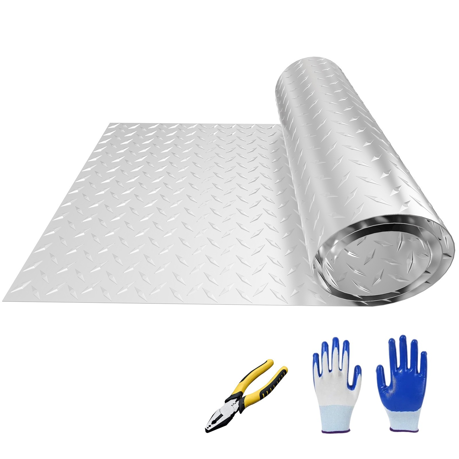24x96in Aluminum Diamond Plate, Durable Metal Diamond Plate Sheet with Gloves