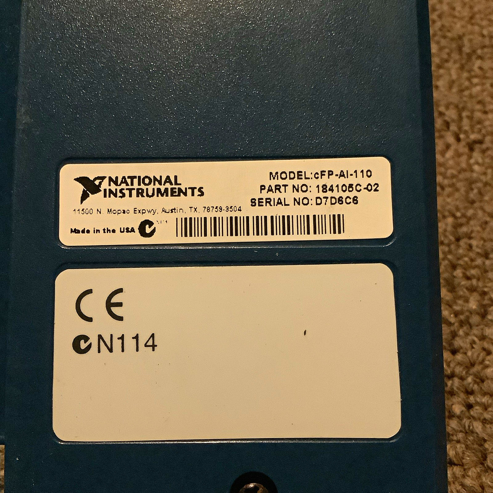 National Instruments Compact FieldPoint cFP-AI-110 8-Ch Analog 184106C-02