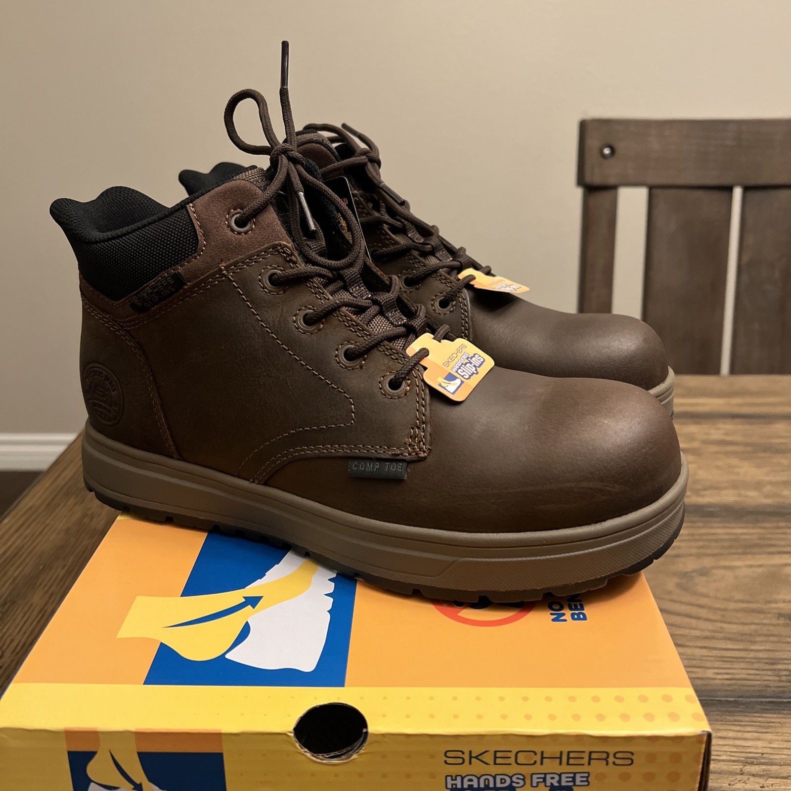 Skechers Slip-ins Work Safety Toe: Cliff Brown Size 10.5…R10 Skechers Slip-ins Work Safety Toe: Cliff Brown Size 10.5…R10