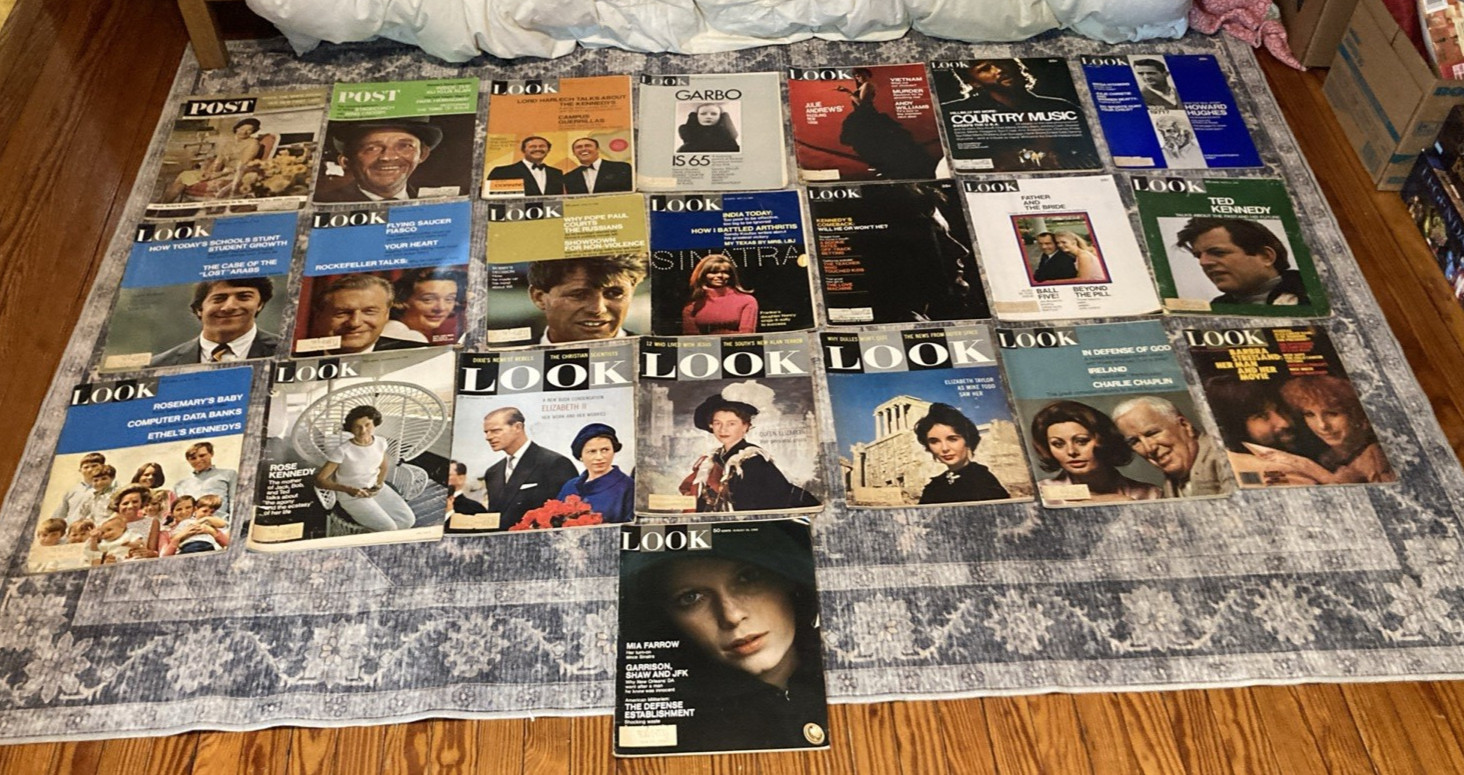 Lot of 22 Vintage LOOK & Saturday Evening Post Magazines Celebrities 0n Cover