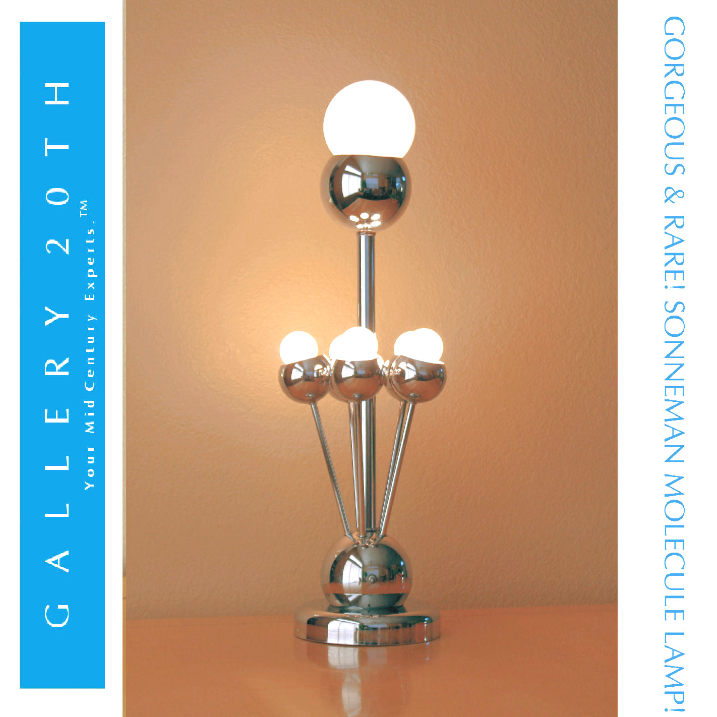 SPACE AGE MID CENTURY SONNEMAN CHROME TABLE LAMP PANTON 60'S SPUTNIK  VTG MCM