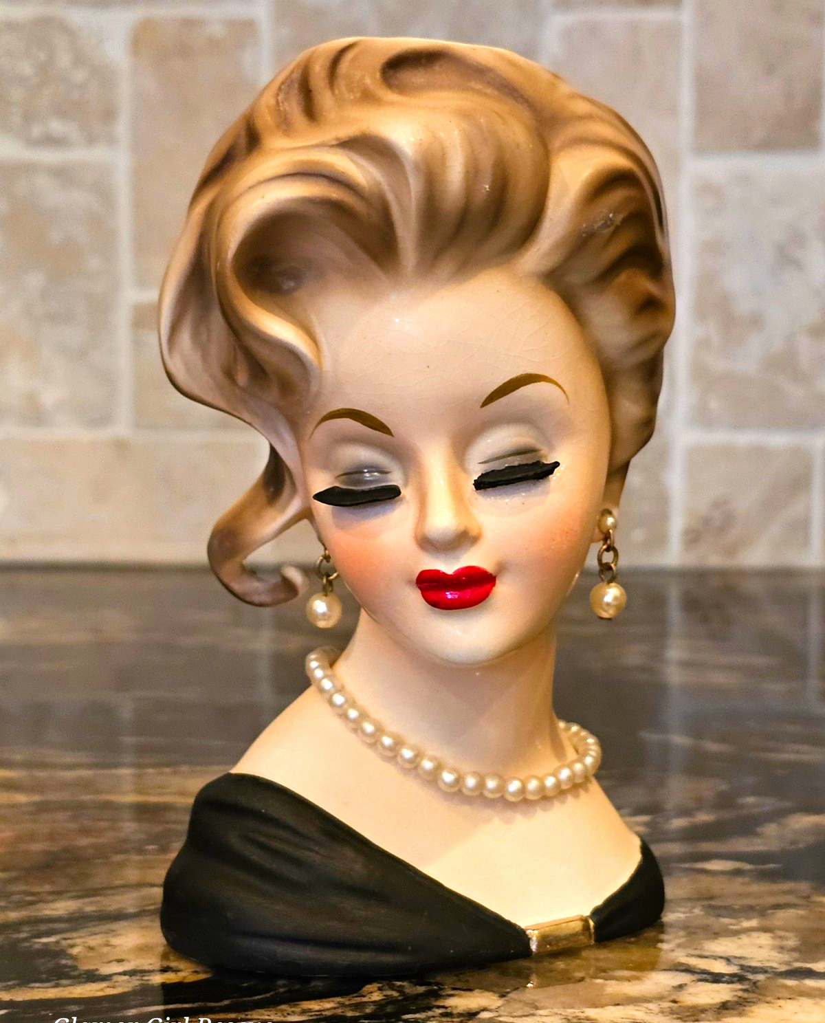 Vintage Inarco Lady Head Vase Figurine 1963 With Pearls 6 Vintage Inarco Lady Head Vase Figurine 1963 With Pearls 6
