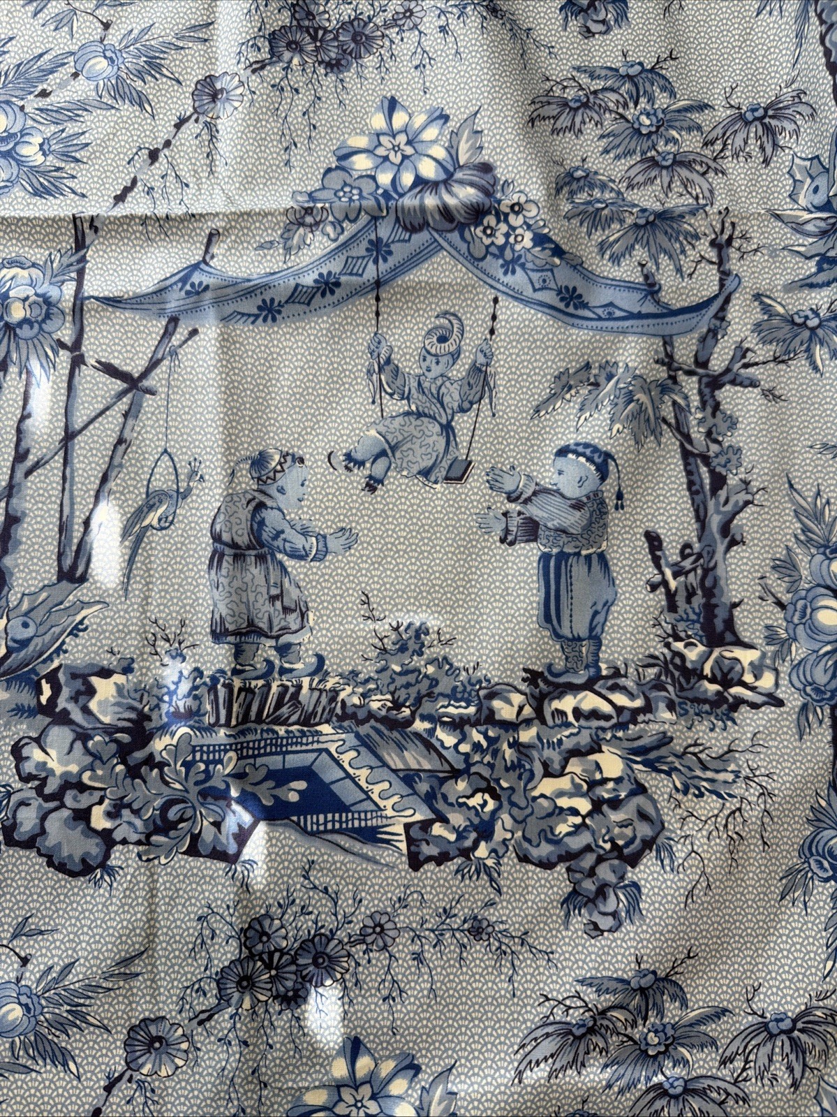 Vintage Pierre Frey Brunschwig Fils Escarpolette Chinoiserie Toile Fabric 56x92
