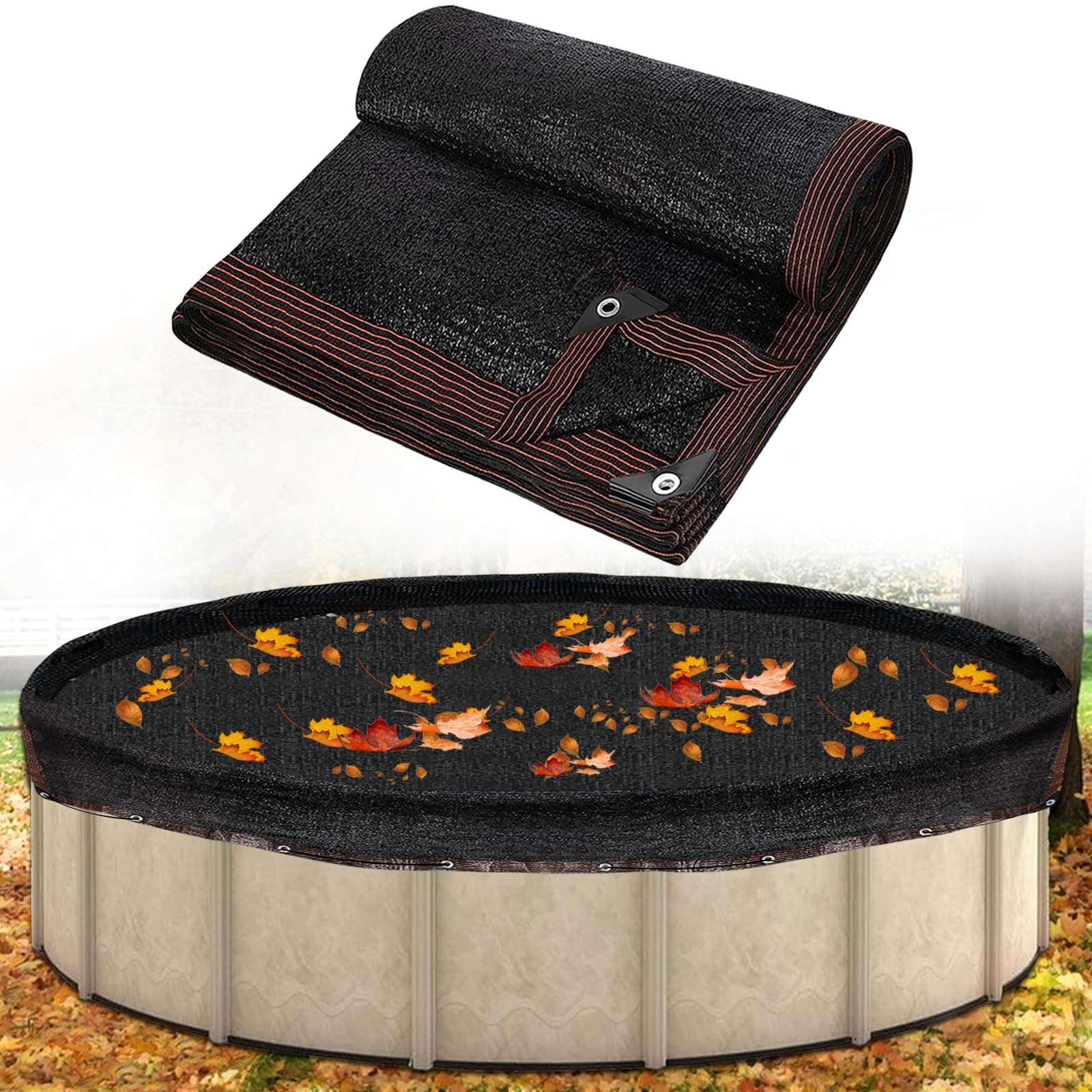 33ft Leaf Net Pool Covers for Above Ground Pool - 33 Feet Winter Cover Mesh C...