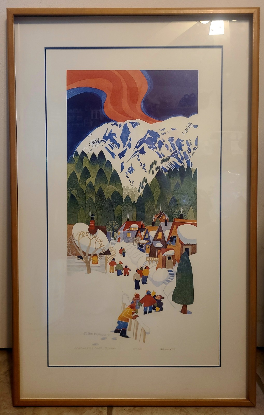 1991 Rare Large Northern Lights Rie Munoz Limited Edition Numbered Print 377/950