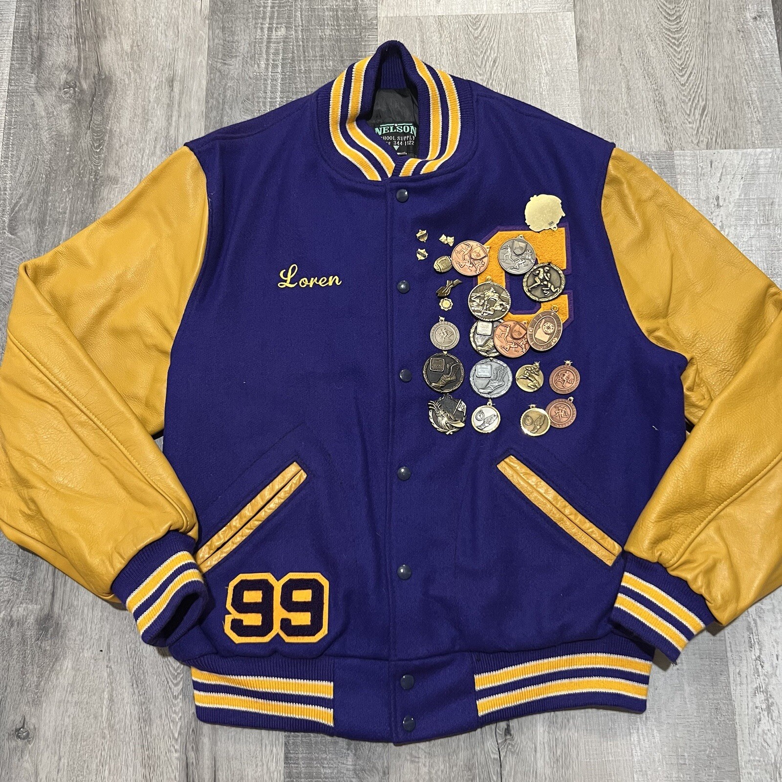 VTG Cascade HS Ramblers Purple/Yellow 1999 Swimming Diving Varsity Medals Jacket VTG Cascade HS Ramblers Purple/Yellow 1999 Swimming Diving Varsity Medals Jacket