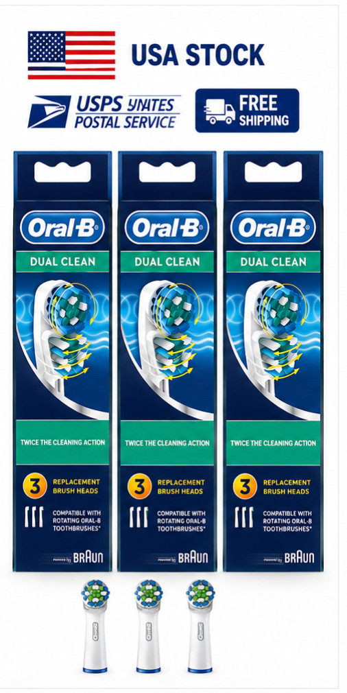 Oral-B Dual Clean Replacement Electric Toothbrush Head, 3 Count x 3 Pairs NEW Oral-B Dual Clean Replacement Electric Toothbrush Head, 3 Count x 3 Pairs NEW