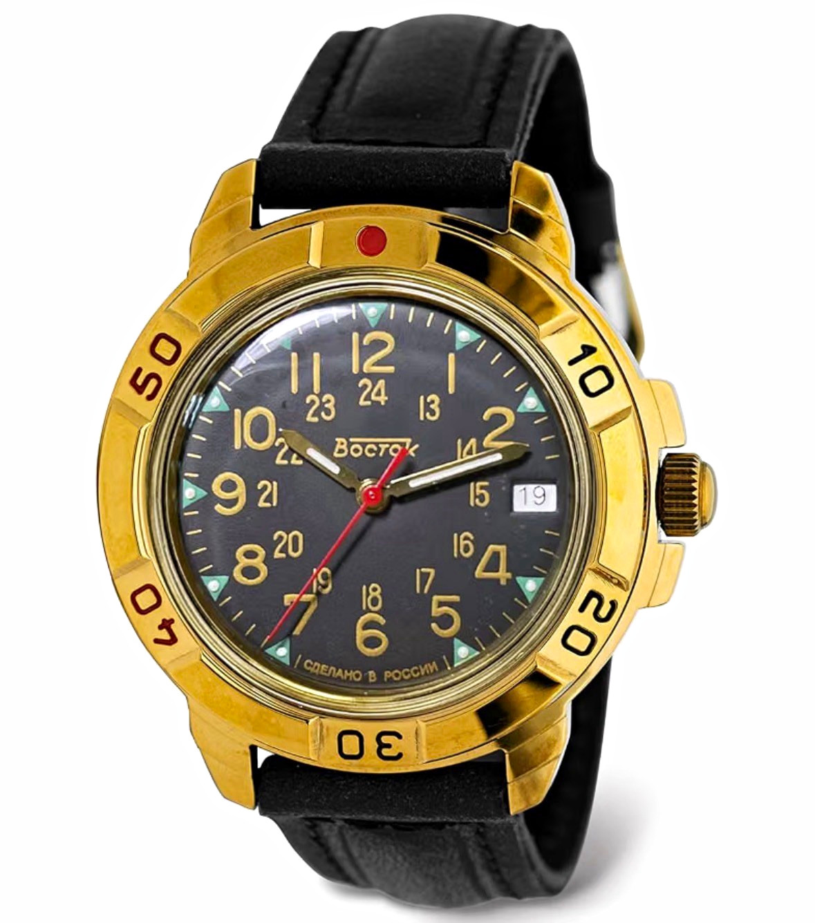Vostok Komandirskie Mechanical (Manual) Military Watch Gold/Black Date Box Vostok Komandirskie Mechanical (Manual) Military Watch Gold/Black Date Box