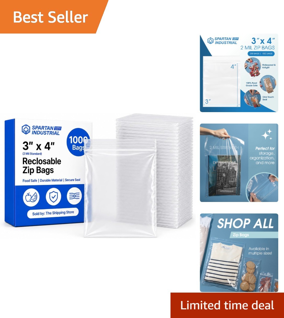 2 Mil 1000 Count Clear Reclosable Zip Bags - Perfect for Home & Business