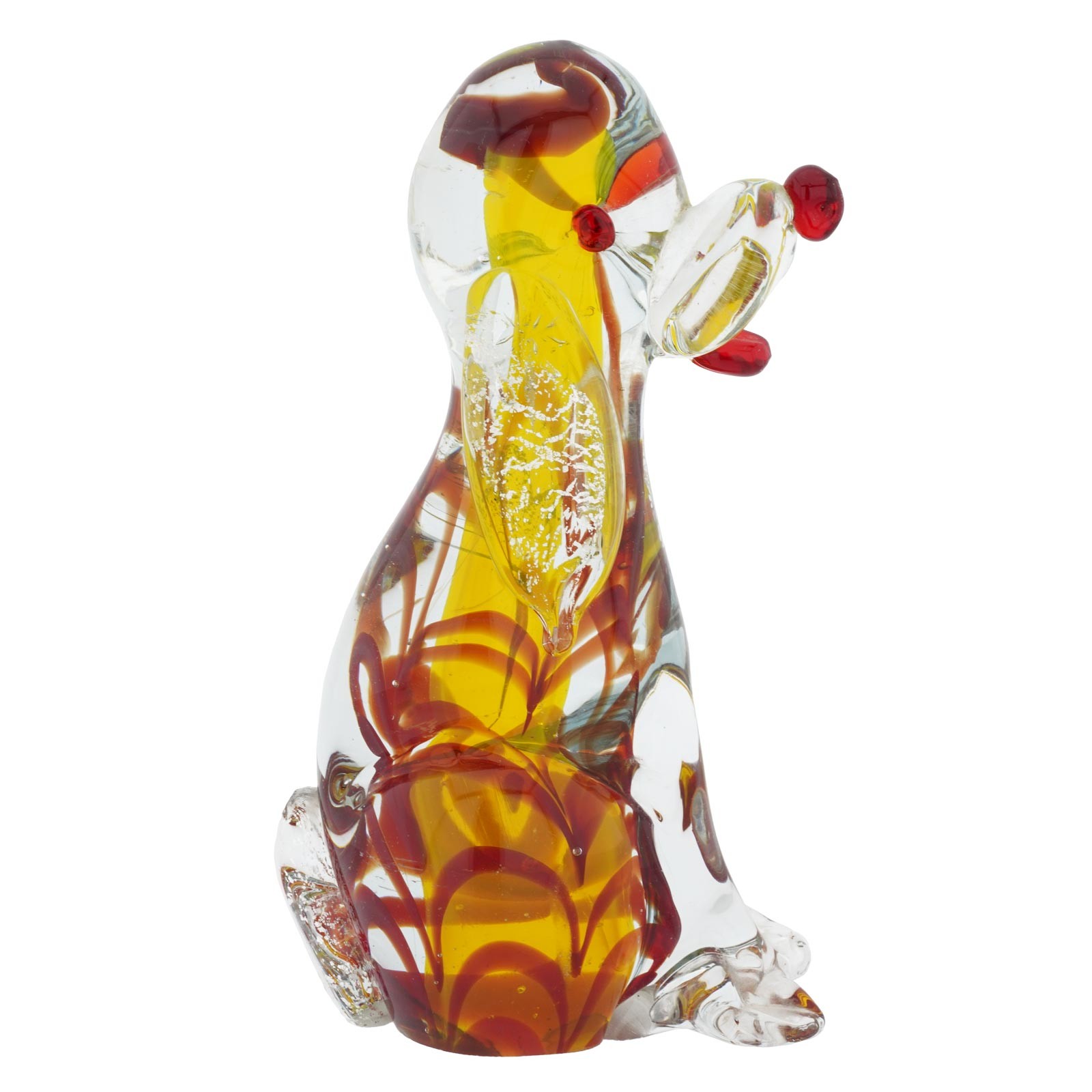 GlassOfVenice Vintage Murano Glass Dog by Nason Murano - Sommerso Red and Yellow