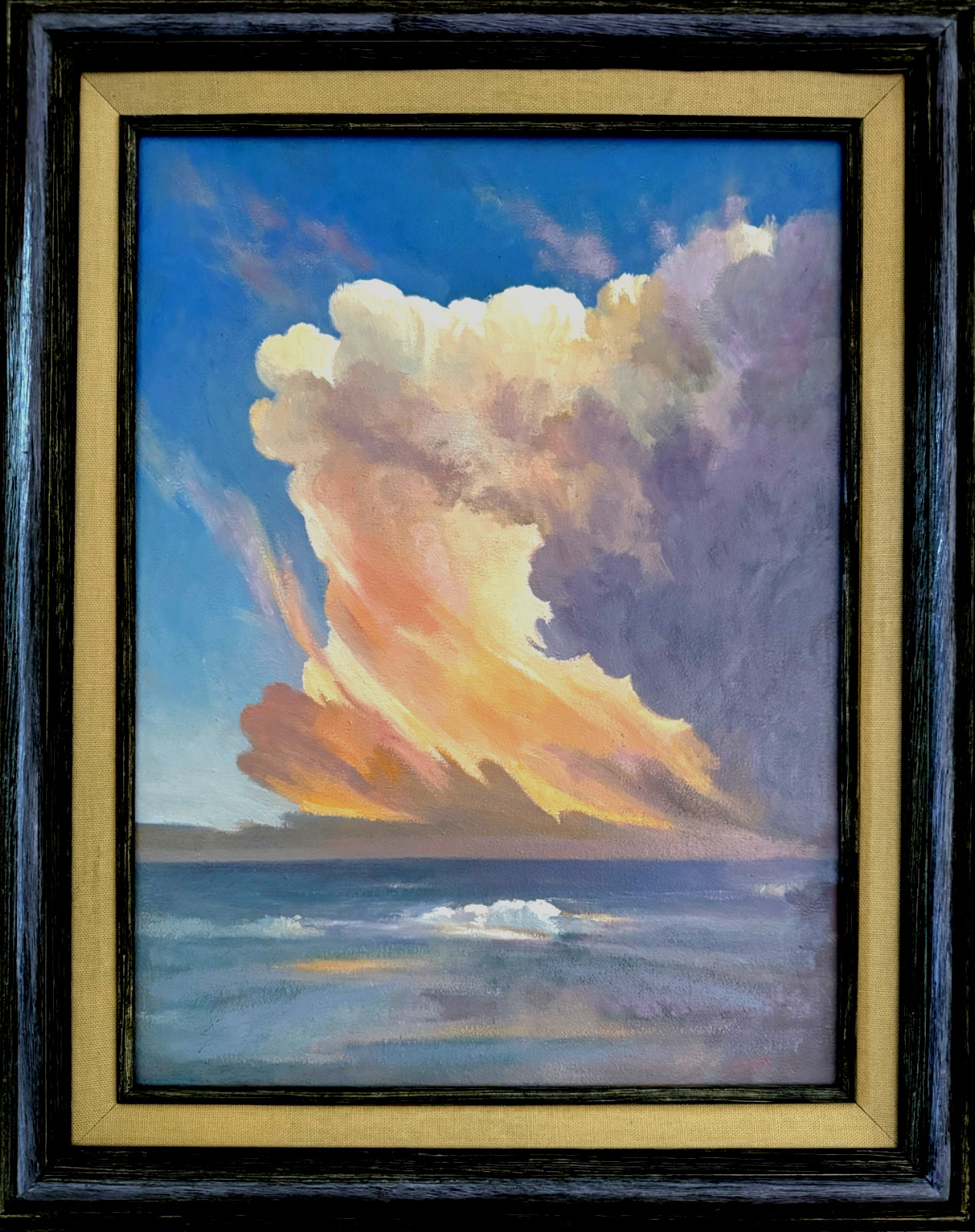 Sunset Sky clouds Calm Waters Signed YASAMI oil painting framed 21\